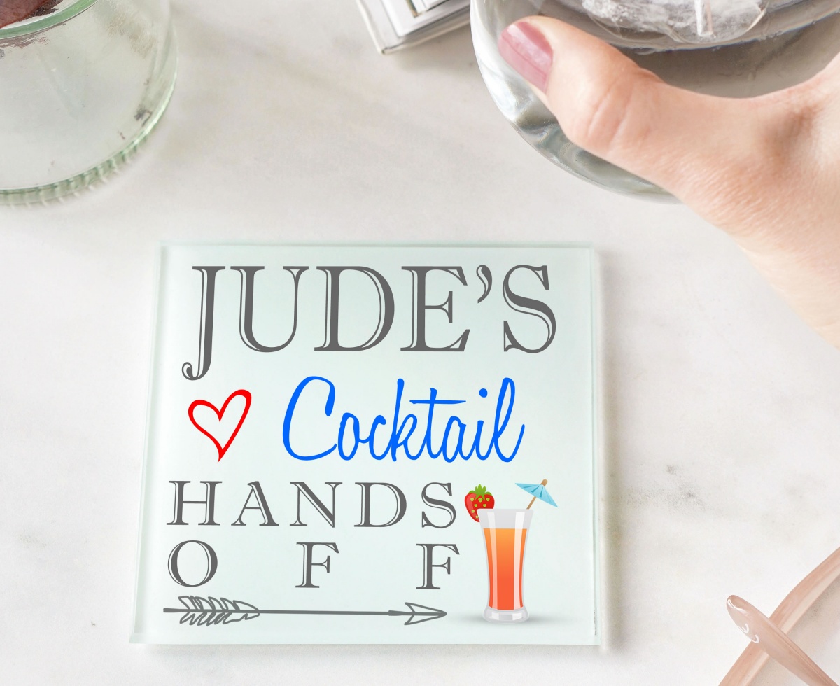 Personalised Cocktail Glass Gift Drinks Coaster